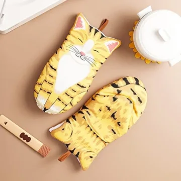 Kitchen Cat Oven Mitts Heat Resistant Non-Slip Gloves