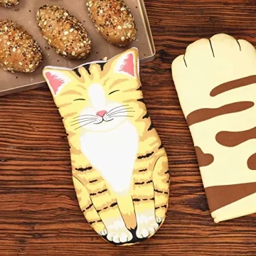 Kitchen Cat Oven Mitts Heat Resistant Non-Slip Gloves