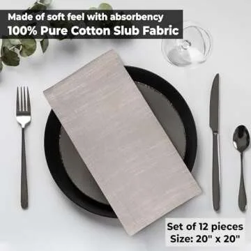 Elegant 100% Cotton Dinner Napkins Set of 12 for Every Occasion