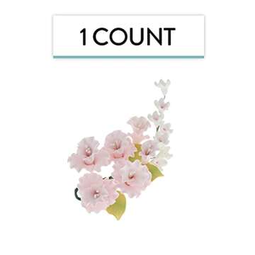 Global Sugar Art Blossom Sugar Cake Flowers Spray - Handcrafted Pink Beauty