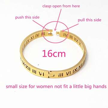 Baoli Zircon Jewelry Roman Numerals Bangle Bracelet for Women (yellow gold)