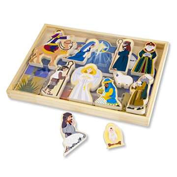 Melissa & Doug Classic Wooden Christmas Nativity Set With 4-Piece Stable and 11 Figures
