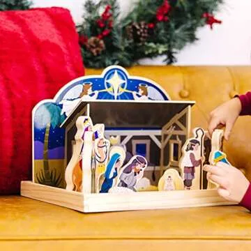 Melissa & Doug Wooden Christmas Nativity Set for Kids