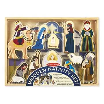 Melissa & Doug Wooden Christmas Nativity Set for Kids