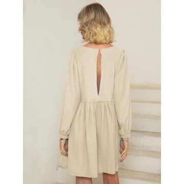 Glamaker Womens Babydoll Dress Puff Sleeve Flowy Wedding Guest Summer Mini Dresses Apricot M