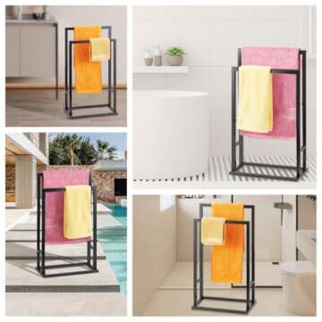 Durable Freestanding Towel Rack - Stylish 2-Tier Design
