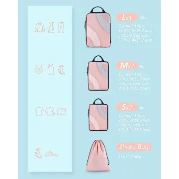 BAGSMART 6 Set Compression Packing Cubes for Organized Travel