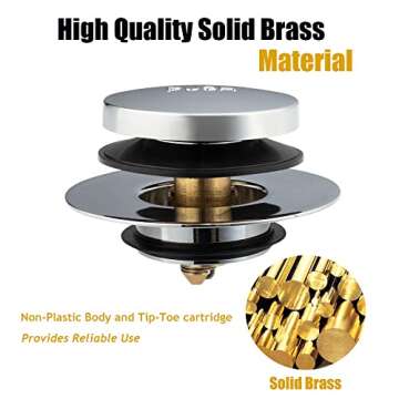 Artiwell Universal Tip Toe Bath Drain Stopper for Easy Clearing