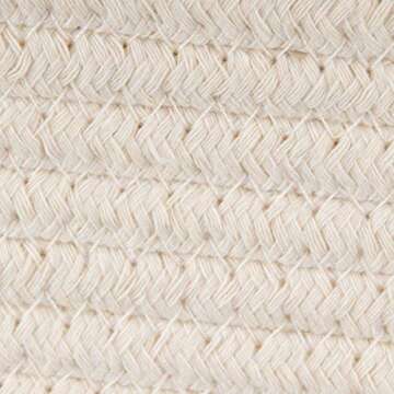 INDRESSME 2 Pack XL Round Cotton Rope Storage Basket Baby Laundry Basket Woven Baskets Blanket Soft Floor Basket with Handle for Throw Toy 16.0"x 15.0"x12.6",Off White