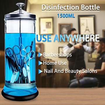 Disinfecting Jar with Removable Basket, 35 Oz Manicure Disinfectant Jar for Nail, Glass Salon Disinf...