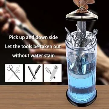 Disinfecting Jar with Removable Basket, 35 Oz Manicure Disinfectant Jar for Nail, Glass Salon Disinfecting Jar Container for Nail Tools and Barber Supplies