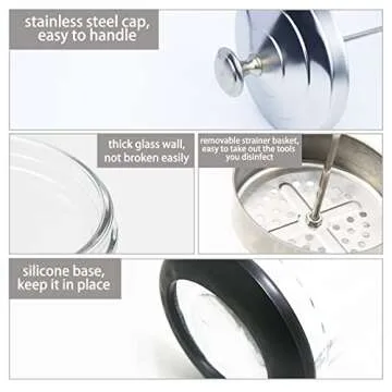 Disinfecting Jar with Removable Basket, 35 Oz Manicure Disinfectant Jar for Nail, Glass Salon Disinfecting Jar Container for Nail Tools and Barber Supplies