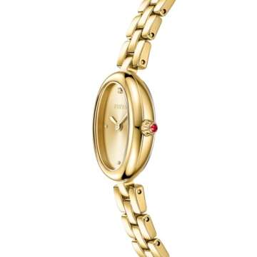 FIYTA Golden Bean Series Women's Watch, Oval Case, Adjustable Stainless Steel Bracelet, Wrapped by Stylish Gift Box, Elegant Present Gold Watch for Women