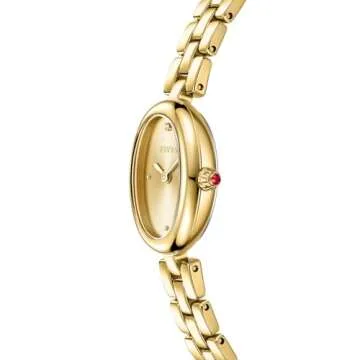 FIYTA Golden Bean Series Women's Watch, Oval Case, Adjustable Stainless Steel Bracelet, Wrapped by Stylish Gift Box, Elegant Present Gold Watch for Women