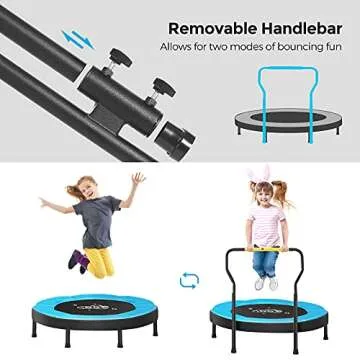 SONGMICS Trampoline for Kids, 3ft Mini Trampoline with Handlebar, Toddler Trampoline for Indoor and Outdoor, Max. Load 220 lb, Blue USTR036Q01