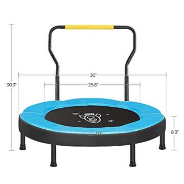 SONGMICS Trampoline for Kids, 3ft Mini Trampoline with Handlebar, Toddler Trampoline for Indoor and Outdoor, Max. Load 220 lb, Blue USTR036Q01