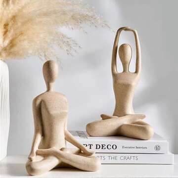 Ni-JASW Sandstone Yoga Statues Set for Meditation Decor