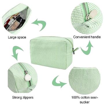 GFU Seersucker Cosmetic Bag - Perfect Travel Essential