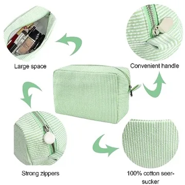 GFU Seersucker Cosmetic Bag - Perfect Travel Essential