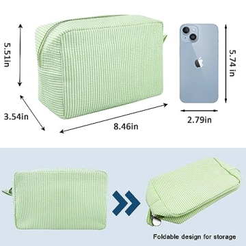 GFU Seersucker Cosmetic Bag - Perfect Travel Essential