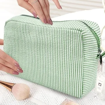GFU Seersucker Cosmetic Bag - Perfect Travel Essential
