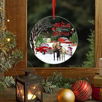 Gifts for Women, Men, Christmas Ornaments for Family, Friends - Farm House, Christmas, Birthday Gifts for Mom, Dad, Horse Lover Gift Ideas - Christmas Tree Decoration Acrylic Ornament