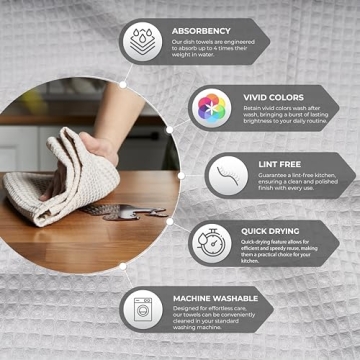 Lycia Home Kitchen Towels - 100% Turkish Cotton, Soft and Absorbent