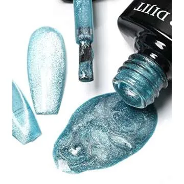 Major Dijit Blue Cat Eye Gel Nail Polish 9D Wide Spar Magnetic Gel Polish Sparkle Gel Polish with Magnetic Stick Nail Art Varnish 8ML