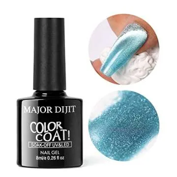 Major Dijit Blue Cat Eye Gel Nail Polish 9D Wide Spar Magnetic Gel Polish Sparkle Gel Polish with Magnetic Stick Nail Art Varnish 8ML