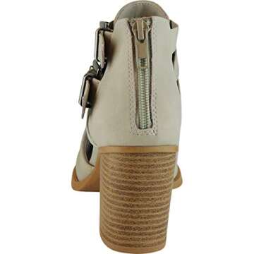 Cambridge Select Women's Side Cut Out Buckle Chunky Stacked Heel Ankle Bootie (10 B(M) US, Light Grey NBPU)