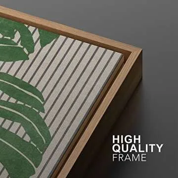 IDEA4WALL Framed Canvas Print Wall Art Set Mid-Century Jungle Monstera Palm Landscape Abstract Shapes Illustrations Modern Art Decorative Chic for Living Room, Bedroom, Office - 16"x24"x2 Natural