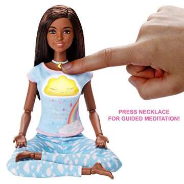 Barbie Breathe with Me Meditation Doll, Blonde, with 5 Lights & Guided Meditation Exercises, Puppy and 4 Emoji Accessories, Gift for Kids 3 to 8 Years Old