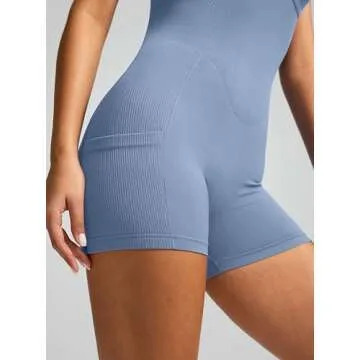 Vilanva Women's Tummy Control Workout Romper with Pockets