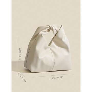 Verdusa Women's Twist Top Handle Bag Ruched Handbags Mini Purse Beige One-Size