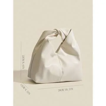 Verdusa Women's Twist Top Handle Bag Ruched Handbags Mini Purse Beige One-Size