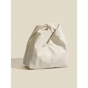 Verdusa Women's Twist Top Handle Bag Ruched Handbags Mini Purse Beige One-Size