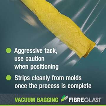 Fibre Glast High-Temp No-Leak Vacuum Seal Tape, Yellow, 25ft – Vacuum Bagging Supplies, Vac Purge Kits – for Carbon, Fiberglass, Epoxy & Resin Composites – Made in USA