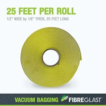 Fibre Glast High-Temp No-Leak Vacuum Seal Tape, Yellow, 25ft – Vacuum Bagging Supplies, Vac Purge Kits – for Carbon, Fiberglass, Epoxy & Resin Composites – Made in USA
