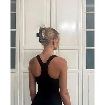 SUUKSESS Women Racerback Workout Romper One Piece Ribbed Seamless Jumpsuit Sleeveless Square Neck Padded Tank (Black,M)