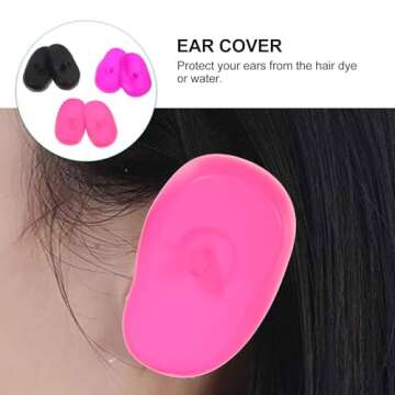3 Pairs Hairdressing Ear Cover Professional Silicone Hair Dye Earmuffs Ear Protector Ear Cover for Salon Home Hair Dye Shower Bathing