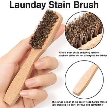 2PCS Wood Laundry Stain Brush-Stain Brush Dense Household Clothes Brush Clothes Scrubbing Brushes Stain Remover Tool Laundry Brush for Knits/Cotton/Linens/Scrubbing Out Tough Stains，No Damage