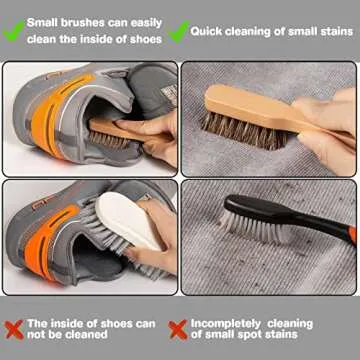 2PCS Wood Laundry Stain Brush-Stain Brush Dense Household Clothes Brush Clothes Scrubbing Brushes Stain Remover Tool Laundry Brush for Knits/Cotton/Linens/Scrubbing Out Tough Stains，No Damage