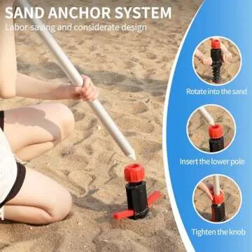 Deluwire 7ft Beach Umbrella with Sand Anchor and Tilt Features