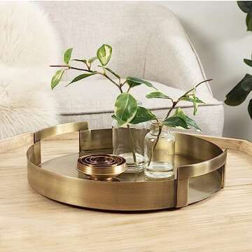 Kate and Laurel Myo Round Decorative Serving Tray