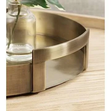 Kate and Laurel Myo Round Decorative Serving Tray