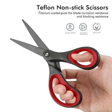 LIVINGO 2 Pack 8" Titanium Non-Stick Scissors, Professional Stainless Steel Comfort Grip, All-Purpose, Straight Office Craft Scissors for DIY(Red/Black)