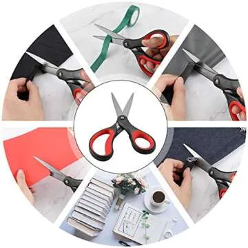 LIVINGO 2 Pack 8" Titanium Non-Stick Scissors, Professional Stainless Steel Comfort Grip, All-Purpose, Straight Office Craft Scissors for DIY(Red/Black)