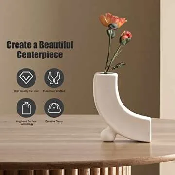 Elegant White Ceramic Vase for Home Decor and Gifts