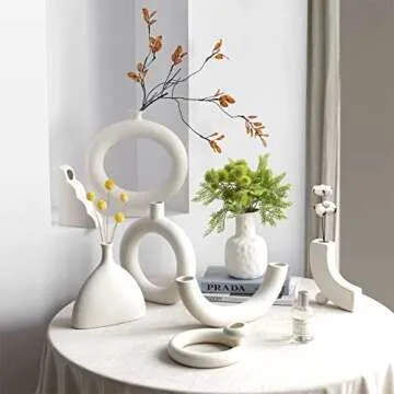Elegant White Ceramic Vase for Home Decor and Gifts