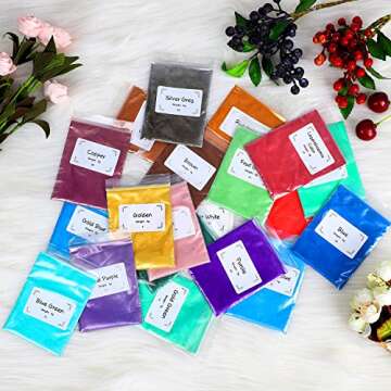 Mica Powder, Lip Gloss Pigment Powder 24 Colors, Handmade Soap Making Colorants, for Epoxy Resin Dye...